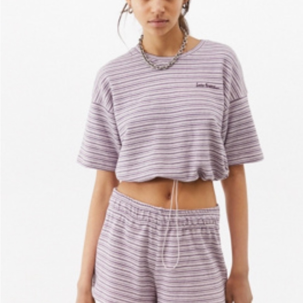 iets frans x Urban Outfitters Striped Toweling Bubble Hem cropped t shirt